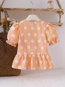 SHEIN 年轻女孩格子短袖简约时尚夏季衬衫