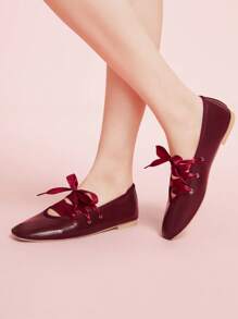 CUCCOO DOLLMOD Women Cute Flat Ballet Shoes For Dancing - Burgundy - View 4