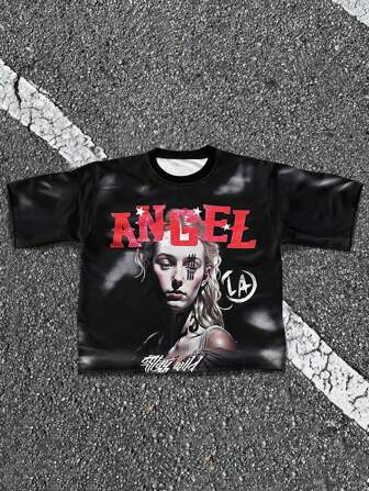 Manfinity EMRG 男士圆领休闲短袖图案印花 T 恤