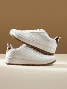 CUCCOO EASI Women's Solid Color Patchwork Lace-Up Casual Retro Casual Shoes - White - View 9