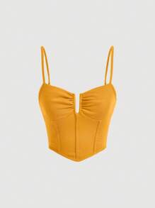 SHEIN MOD Festes Taschentuch Saum Corsagen Struktur Trägertop