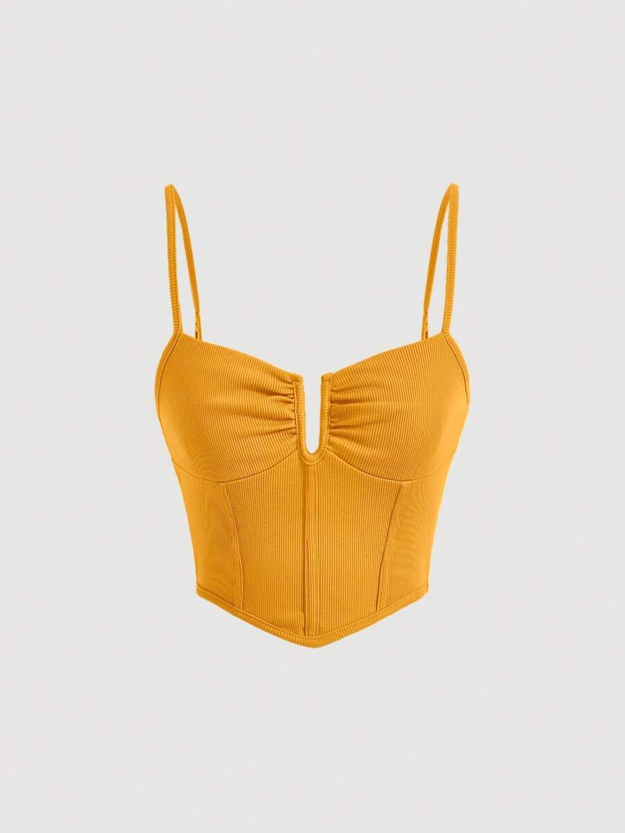 SHEIN MOD Festes Taschentuch Saum Corsagen Struktur Trägertop
