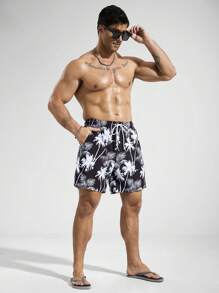 Manfinity KASUA Men's Casual Coconut Tree Print Beach Shorts - Multicolor - View 4