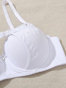 DesireSculpt 1 pieza Sujetador de lencería con cierre delantero con push-up y aros para mujer con aplicaciones de encaje