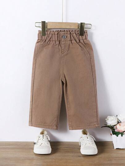 Retro Cute Blooming Waist Loose Casual Baby Girl Denim Wide Leg Pants