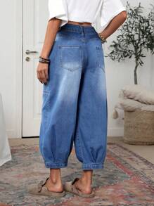 EMERY ROSE Women's Pocketed Loose Casual Versatile Straight-Leg Jeans - Blue - View 2