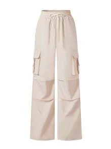 Casual Utility Woven Pants For Teen Boys, Streetwear Outdoor Style Suitable For Cool Boys - Apricot - View 1