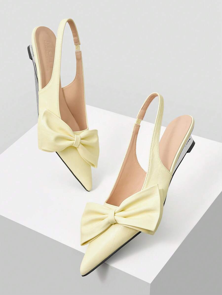 MOTF PREMIUM Décolleté con punta affusolata e decorazione a fiocco - Giallo - Visualizzare 2