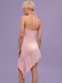 COUREZ Asymmetrisches Trägerkleid Mini Sommer Outfits für Frauen Urlaub/Straßen Lässig/Y2K/Lässig Musikfestival Vintage