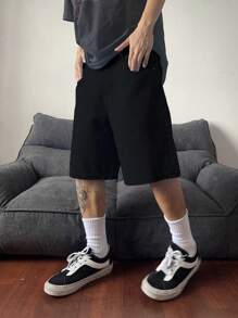 Claim Dot Herren lässige, weite Jeans-Shorts mit Taschen