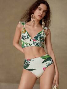 MOTF PREMIUM PLANT PRINT RUFFLE BIKINI SET FOR SUMMER BEACH VACATION - Multicolor - View 7