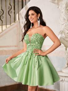 Lovelzi 女士亮片拼接露肩迷人时尚连衣裙