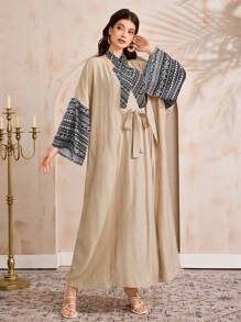 Al Najma 女士朴素休闲连衣裙和长袍套装 - 黑與白 - 查看 4