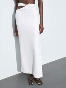 Maija 2025 Summer New Arrivals Fashionable & Elegant Wedding Guest/Brunch/Airport/Resort/Music Festival/Easter/Graduation Casual Asymmetric Metal Buckle Decorated Skirt For Women