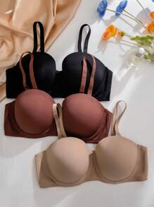 Snug Zone 3pcs/Set Plus Size Wire-Free Bras - Multicolor - View 6