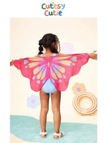 Set de 2 piezas de bikini top y braga tipo tankini con estampado de mariposa para niña joven CutesyCutie