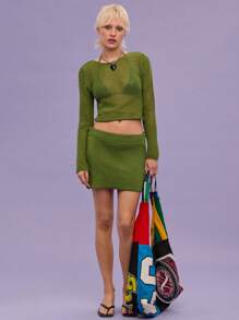 COUREZ Gestrickter Mini-Rock für Damen/Y2K/Lässiger Vintage-Stil