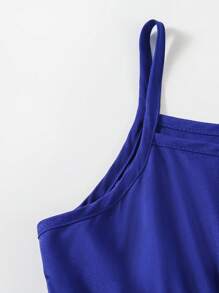 Vestido casual corto con tirantes finos y capas para niñas (talla pequeña)