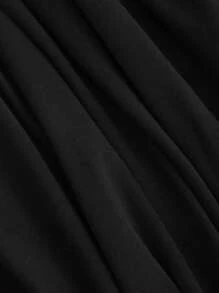 Sweetra 杏色性感垂坠领露背连体衣和阔腿裤（女款） - 黑色 - 查看 4