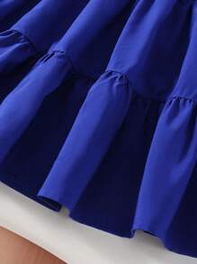Vestido casual corto con tirantes finos y capas para niñas (talla pequeña)