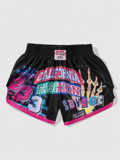 Street Life Men's Number Martial Arts Boxing Sports Shorts, Suitable For Everyday Wear, Spring/Summer