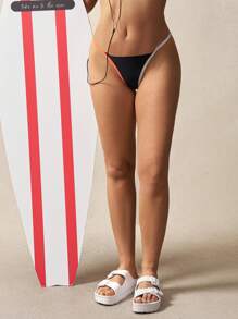 VARSIVA Women's Multicolor Knitted Bikini Bottoms With Contrast Binding Detail And Thin Side Ties - Multicolor - View 3