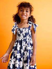 SHEIN Young Girl Summer Camisole Floral Print A-Line Dress - Multicolor - View 5
