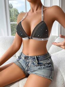 1pc Front Open Wireless Lingerie Bra For Women, Rave - Black - View 5