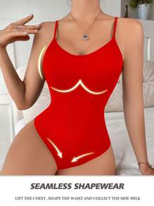 1 件女士无缝吊带背心式塑身衣 - 紅色 - 查看 4