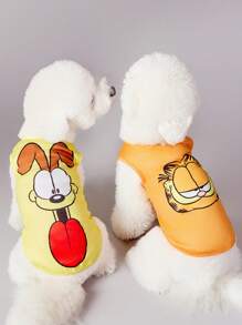 GARFIELD | SHEIN 1pc Cute Cartoon Dog Print Pet Tank, For Cats, Dogs, Extra Small, Plus Size - Yellow - View 10