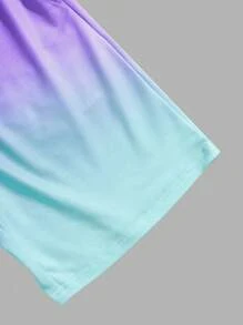 Manfinity RSRT 男士棕榈树印花圆领短袖 T 恤和抽绳腰短裤套装，休闲舒适服装