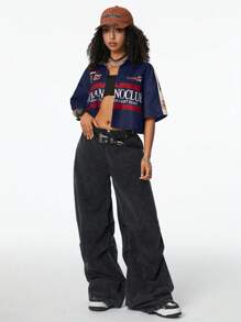 Coolane 女士橄榄绿复古运动短袖衬衫 - 藍色 - 查看 4