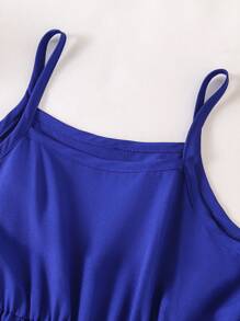 Vestido casual corto con tirantes finos y capas para niñas (talla pequeña)