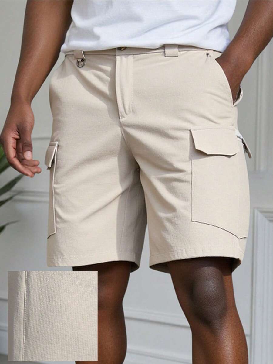 Manfinity Homme Men's Casual Versatile Plain Cargo Shorts - Khaki - View 1