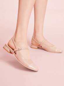 CUCCOO DOLLMOD Women's Fashion Light Apricot Patent Leather Mary Jane Flats With Strap, Square Toe - Apricot - View 3