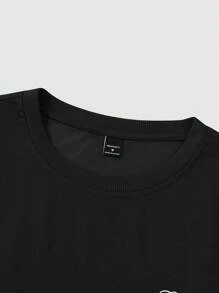 Manfinity Homme Herren Lässig Farbblock Buchstaben Muster Kurzarm T-Shirt und Shorts Set, Sommer