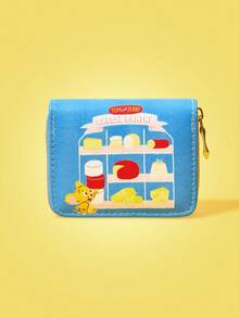 TOM & JERRY X SHEIN 1pc Fashionable Cute Cartoon Cheese Party Pattern Short Wallet - Multicolor - View 1