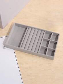 1pc Solid Multifunction Jewelry Tray,Grey Minimalistic Jewelry Display Holders,Ring Necklace Earring Organizers, Gift For Valentine's Day - Grey - View 1
