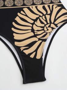 Swim Oasis 2pcs/Set 2025 New Women Two Pieces Printed Bandeau Swimsuit With Mesh Long Skirt, Beach Vacation Summer Casual Swimwear Set - Multicolor - View 7