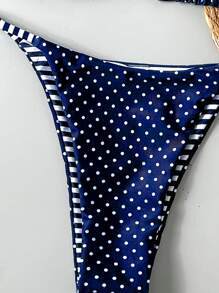 Swim Mod Set de 2 piezas de traje de baño tipo tankini para mujer con estampado reversible a rayas y lunares