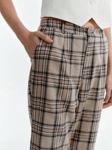 SHEIN Clasi Pantaloni da lavoro vintage a zampa di elefante con motivo a quadri, versatili