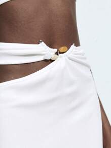 Maija 2025 Summer New Arrivals Fashionable & Elegant Wedding Guest/Brunch/Airport/Resort/Music Festival/Easter/Graduation Casual Asymmetric Metal Buckle Decorated Skirt For Women