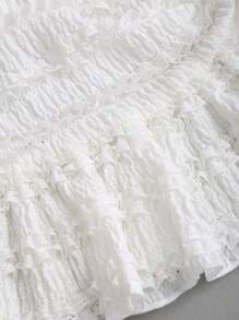 Sweetra French Ballet Style Solid Color Versatile Flared Mini Skirt, Gentle Sweet Flattering Playful Korean Vogue - White - View 3