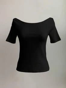 Wynsel Women's Round Neck Slim-Fit Short Sleeve Elegant T-Shirt, Grey, Spring/Summer,Business Casual Women
