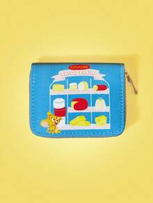 TOM & JERRY X SHEIN 1pc Fashionable Cute Cartoon Cheese Party Pattern Short Wallet - Multicolor - View 2