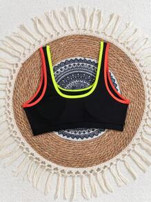 SHEIN Swim Áo bikini thể thao đi biển cho nữ có viền tương phản - Nhiều màu - Xem 2