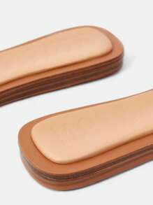 MOTF PREMIUM COLORBLOCK SQUARE TOE FLAT SANDALS - Apricot - View 6