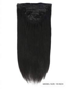 8 piezas Extensiones de cabello humano Remy de alta calidad con clips rectos, color negro natural, 133g/set, 10-22 pulgadas. Un set completo de extensiones con clips rectos para uso diario de mujeres - SNatural - Ver 3