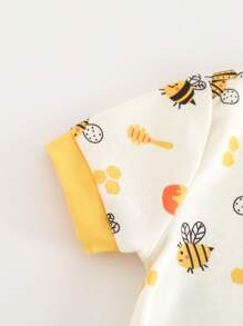 Cozy Pixies Conjunto de Pijama com 2 Peças para Bebê Menino, Top de Manga Curta com Gola Redonda e Costuras Macias com Estampa de Animal em Malha Ajustada e Shorts de Cintura Elástica