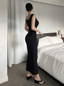 DAZY Robe portefeuille moulante mi-longue pour femmes